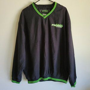 Arctic Cat Windbreaker Stadium Jacket Pullover SIZE XL BLACK V-Neck Cat's Pride